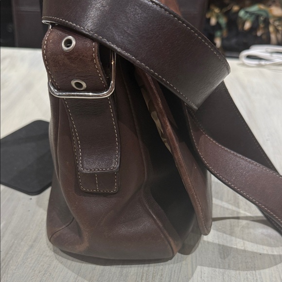 Vintage Coach Legacy Flap Dark Brown Leather Bag with Silver Accents - Picture 3 of 14